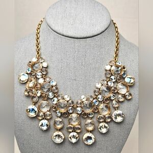 [J. CREW] Gold Crystal Drop Bib Statement Necklace